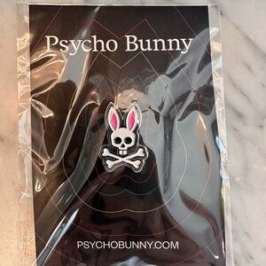 Psycho Bunny Pink and Black metal Bunny Pin NWT